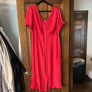 Old Navy Red Button Down Rayon Sundress